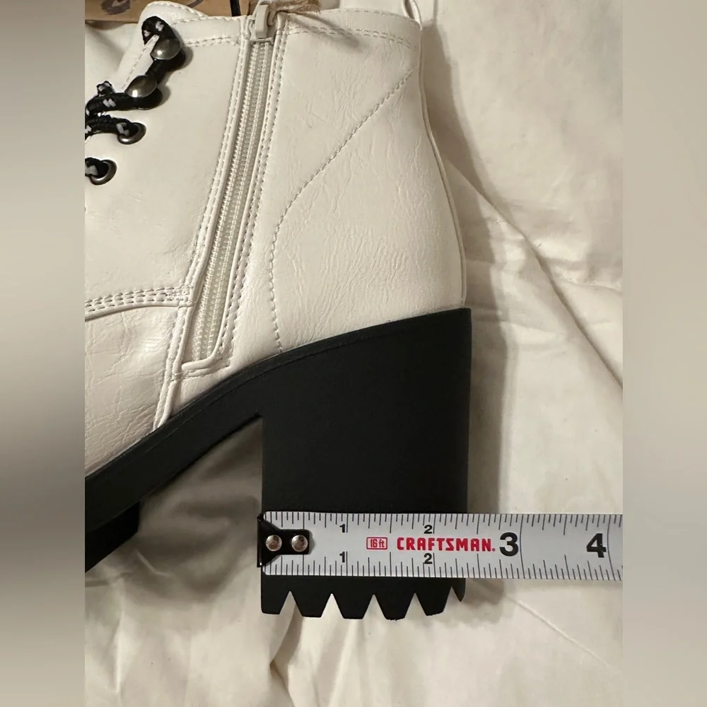 Seven7 White and Black Lug Heel Ankle Boots
